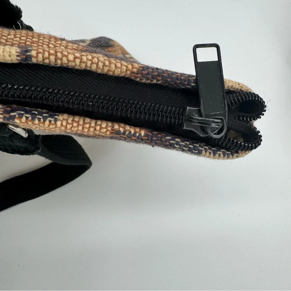 El Paso Saddle Blanket‎ Beige Brown Southwestern Aztec Print Zip Tote Bag Woven